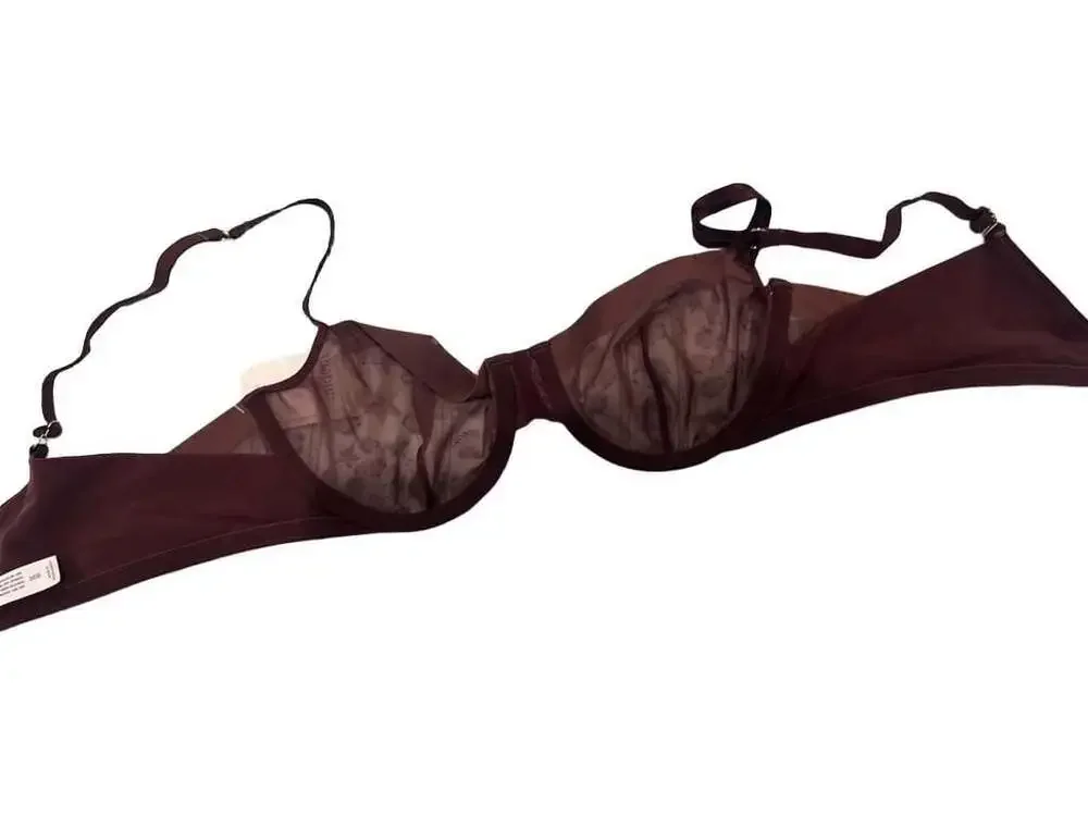Auden Women's Unlined Mesh Underwire Bra Dark Burgundy 36B